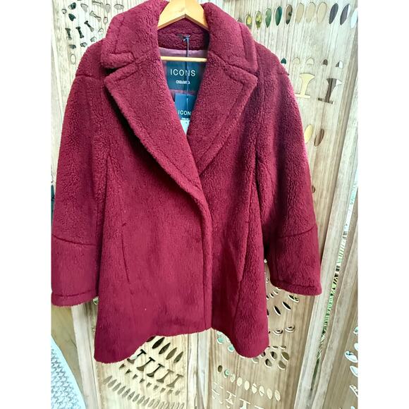 ICONS Cinzia Rocca Wool Teddy Pea Coat Women Brick Red - Picture 10 of 10